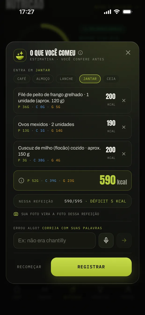 IA de nutrição identificando os alimentos de uma foto
