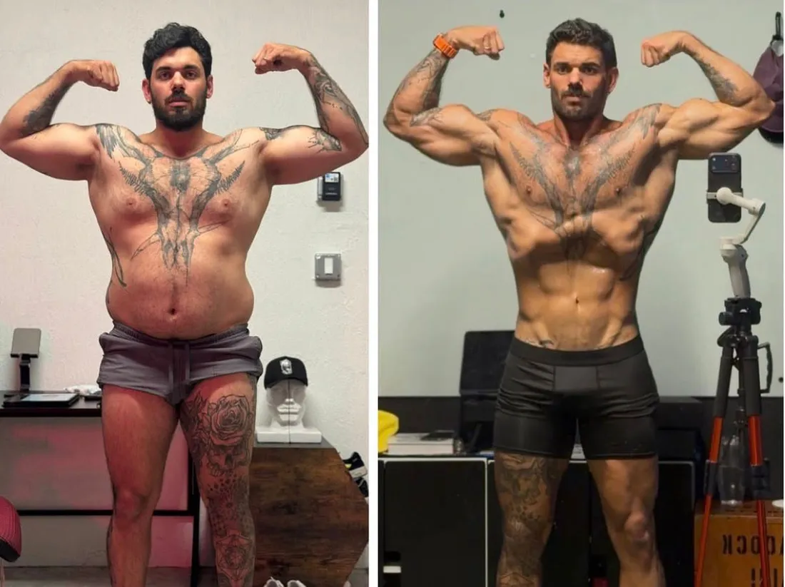 Lucas Monteiro antes e depois: de 135kg ao shape híbrido